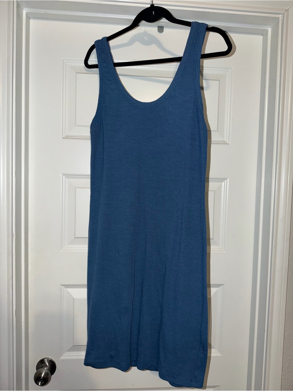 Fashion Nova Slate Blue Ribbed Tank Midi Dress